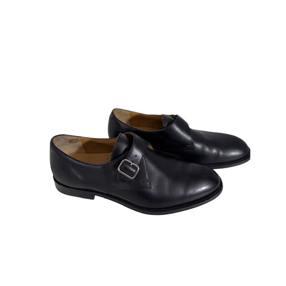 "LANDS END" Leather Black Buckle Shoe Size‎ 10 Slip On Dress Shoes Mens - Picture 2 of 10